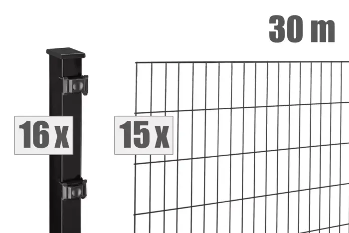 Stabgitterzaun BLACKY inkl. Pfosten - Variant DVBLBL030010B9005