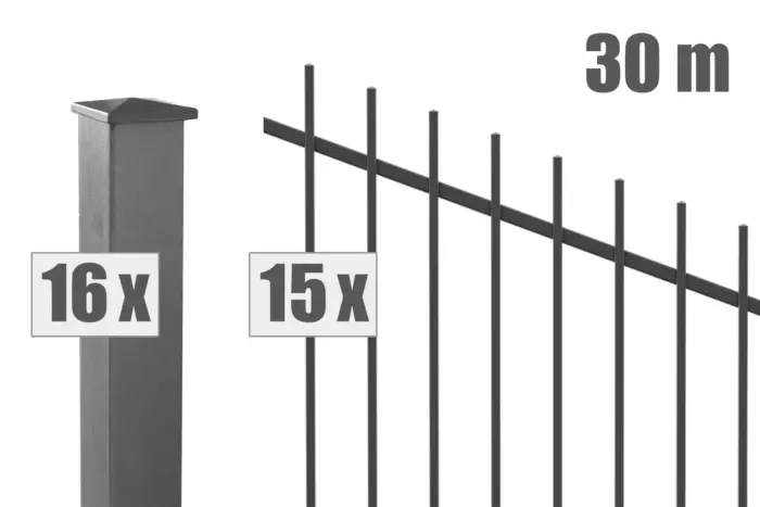 Steigungszaun BASEL inkl. Pfosten - Variant DVPBS03019015DB703