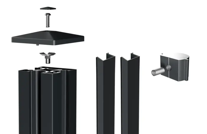Alu-Anfangs-/Endpfosten 90x90 mm inkl. Zubehör - Variant VDPKAE22001635B7016FS