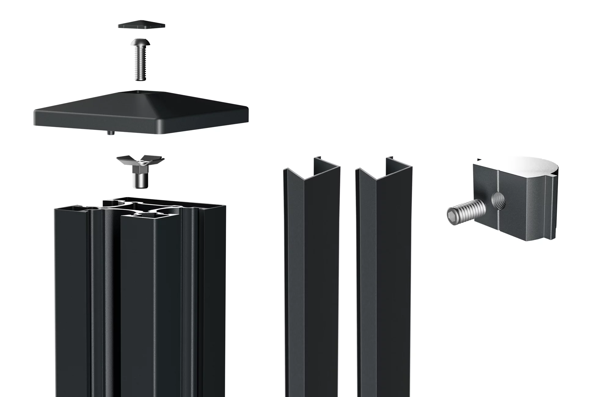 Alu-Anfangs-/Endpfosten 90x90 mm inkl. Zubehör - Hero image Alu-Anfangs-/Endpfosten 90x90 mm inkl. Zubehör - Hero image