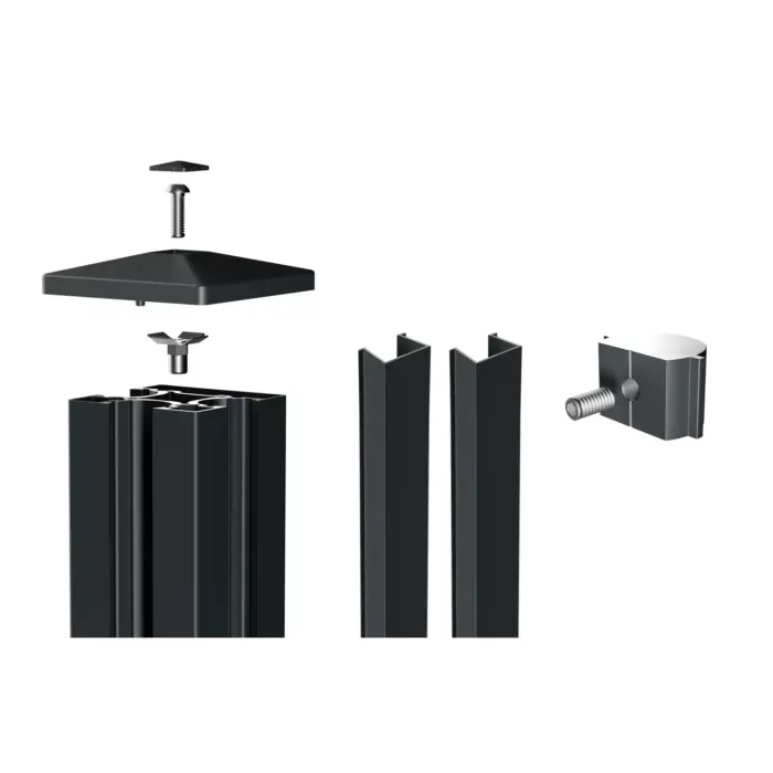 Alu-Anfangs-/Endpfosten 90x90 mm inkl. Zubehör - Variant VDPKAE24001815B7016FS